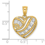 Load image into Gallery viewer, 14k Yellow Gold and White Rhodium Starts with Stripes Heart Charm Pendant