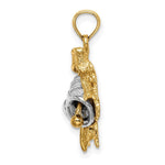 Load image into Gallery viewer, 14K Two-Tone Gold 3-D Christmas Bell & Holly Charm Pendant