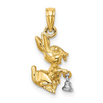 Load image into Gallery viewer, 14K Two-Tone Gold Moveable 3-D Bunny Rabbit Charm Pendant