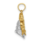 Load image into Gallery viewer, 14K Two-Tone Gold 3-D Christmas Bell & Holly Charm Pendant