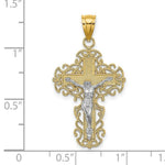 Load image into Gallery viewer, 14K Two-tone Gold Lace Trim Crucifix Charm Pendant