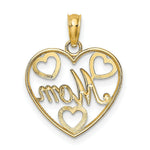 Load image into Gallery viewer, 14K Yellow Gold with White Rhodium Hearts Beaded Mom Charm Pendant