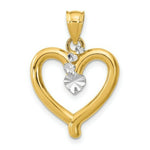 Load image into Gallery viewer, 14K Yellow Gold with White Rhodium Diamond-cut Heart Charm Pendant