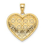 Load image into Gallery viewer, 14K Yellow Gold with White Rhodium Diamond-cut Leaves In Heart Charm Pendant