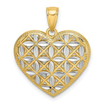 Load image into Gallery viewer, 14K Yellow Gold with White Rhodium Diamond-cut Leaves In Heart Charm Pendant