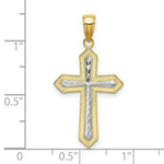 Load image into Gallery viewer, 14K Yellow Gold with White Rhodium 2-D Cross Charm Pendant