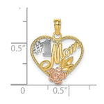 Load image into Gallery viewer, 14K Tri-Color Gold Beaded heart With #1 Mom Charm Pendant