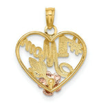 Load image into Gallery viewer, 14K Tri-Color Gold Beaded heart With #1 Mom Charm Pendant