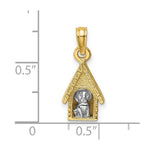 Load image into Gallery viewer, 14K Two-tone Gold 3-D Dog Inside Dog House Charm Pendant
