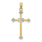 Load image into Gallery viewer, 14K Yellow Gold with White Rhodium Thin Diamond-cut Cross Charm Pendant