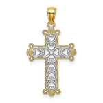 Load image into Gallery viewer, 14K Yellow Gold Polished with Textured Beaded Cross Charm Pendant