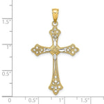 Load image into Gallery viewer, 14K Yellow Gold with White Rhodium and Diamond-cut Edges Cross Charm Pendant