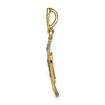 Load image into Gallery viewer, 14K Yellow Gold with White Rhodium Diamond-cut Heart Cross Charm Pendant