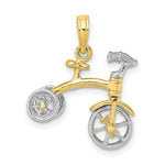 Load image into Gallery viewer, 14K Two-tone Gold 3-D Tricycle With Moveable Handlebars & Wheels Charm Pendant