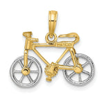 Load image into Gallery viewer, 14K Two-tone Gold 3-D Bicycle Moveabel Tires Charm Pendant