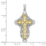 Load image into Gallery viewer, 14K Two-tone Gold 2-D Diamond-cut Filigree Cross Charm Pendant