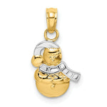 Load image into Gallery viewer, 14K Yellow Gold with White Rhodium 2-D Scarf with Hat Snowman Charm Pendant