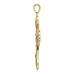 Load image into Gallery viewer, 14K Yellow Gold with White Rhodium with Diamond-cut Leaves and Beaded Cross Charm Pendant