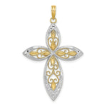 Load image into Gallery viewer, 14K Yellow Gold with White Rhodium Beaded Filigree Cross Charm Pendant