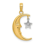 Load image into Gallery viewer, 14K Two-tone Gold Half Moon Star Moveable Charm Pendant