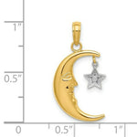 Load image into Gallery viewer, 14K Two-tone Gold Half Moon Star Moveable Charm Pendant