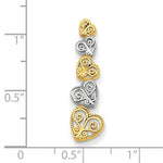 Load image into Gallery viewer, 14K Two-Tone Gold Polished Filigree Vertical Hearts Chain Slide