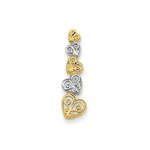 Load image into Gallery viewer, 14K Two-Tone Gold Polished Filigree Vertical Hearts Chain Slide