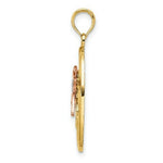 Load image into Gallery viewer, 14K Tri-Color Gold Hummingbird & Flowers In Oval Frame Charm Pendant