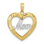 Load image into Gallery viewer, 14K Yellow Gold with White Rhodium with Diamond-cut Heart Frame Mom Charm Pendant