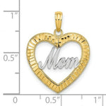 Load image into Gallery viewer, 14K Yellow Gold with White Rhodium with Diamond-cut Heart Frame Mom Charm Pendant