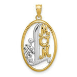 Load image into Gallery viewer, 14K Yellow Gold with White Rhodium #1 MOM In Oval Frame Charm Pendant