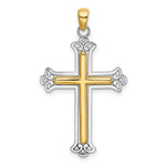 Load image into Gallery viewer, 14K Two-tone Gold Polished Cross Charm Pendant
