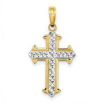 Load image into Gallery viewer, 14K Yellow Gold with White Rhodium Diamond-cut Cross Charm Pendant