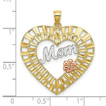 Load image into Gallery viewer, 14K Two-tone Yellow & Rose Gold With & Diamond-cut Mom Heart Charm Pendant