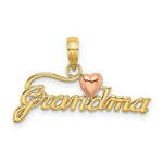 Load image into Gallery viewer, 14K Two-Tone Gold Grandma With Heart Charm Pendant