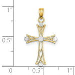 Load image into Gallery viewer, 14K Yellow Gold with White Rhodium Textured Cross Charm Pendant