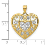 Load image into Gallery viewer, 14K Yellow Gold with White Rhodium Cut-Out Filigree Heart Charm Pendant