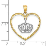 Load image into Gallery viewer, 14K Two-tone Gold Beaded Heart Dangling Crown Charm Pendant