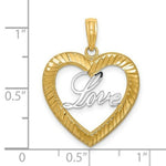 Load image into Gallery viewer, 14K Yellow Gold with White Rhodium-Plated Diamond-cut Love Heart Charm Pendant