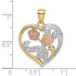 Load image into Gallery viewer, 14K Tri-Color Gold Flower Heart Charm Pendant
