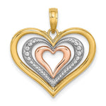 Load image into Gallery viewer, 14K Tri-Color Gold Beaded & Polished Triple Hearts Charm Pendant