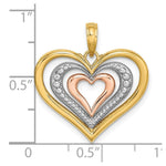 Load image into Gallery viewer, 14K Tri-Color Gold Beaded & Polished Triple Hearts Charm Pendant