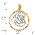 Load image into Gallery viewer, 14K Yellow Gold with White Rhodium Live Love Laugh In Heart Dangling In Round Frame Charm Pendant