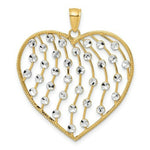 Load image into Gallery viewer, 14K Yellow Gold with White Rhodium with Diamond-cut Beaded Heart Charm Pendant