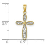 Load image into Gallery viewer, 14K Yellow Gold with White Rhodium Filigree with Millgrain Cross Charm Pendant