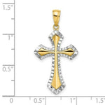 Load image into Gallery viewer, 14K Yellow Gold with White Rhodium with Diamond-cut Reversible Cross Charm Pendant