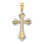 Load image into Gallery viewer, 14K Yellow Gold with White Rhodium with Diamond-cut Reversible Cross Charm Pendant