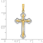 Load image into Gallery viewer, 14K Yellow Gold with White Rhodium with Diamond-cut Reversible Cross Charm Pendant