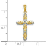 Load image into Gallery viewer, 14K Yellow Gold with White Rhodium Diamond-cut Reversible Cross Charm Pendant