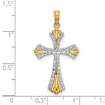 Load image into Gallery viewer, 14K Yellow Gold with White Rhodium with Diamond-cut Reversible Cross Charm Pendant
